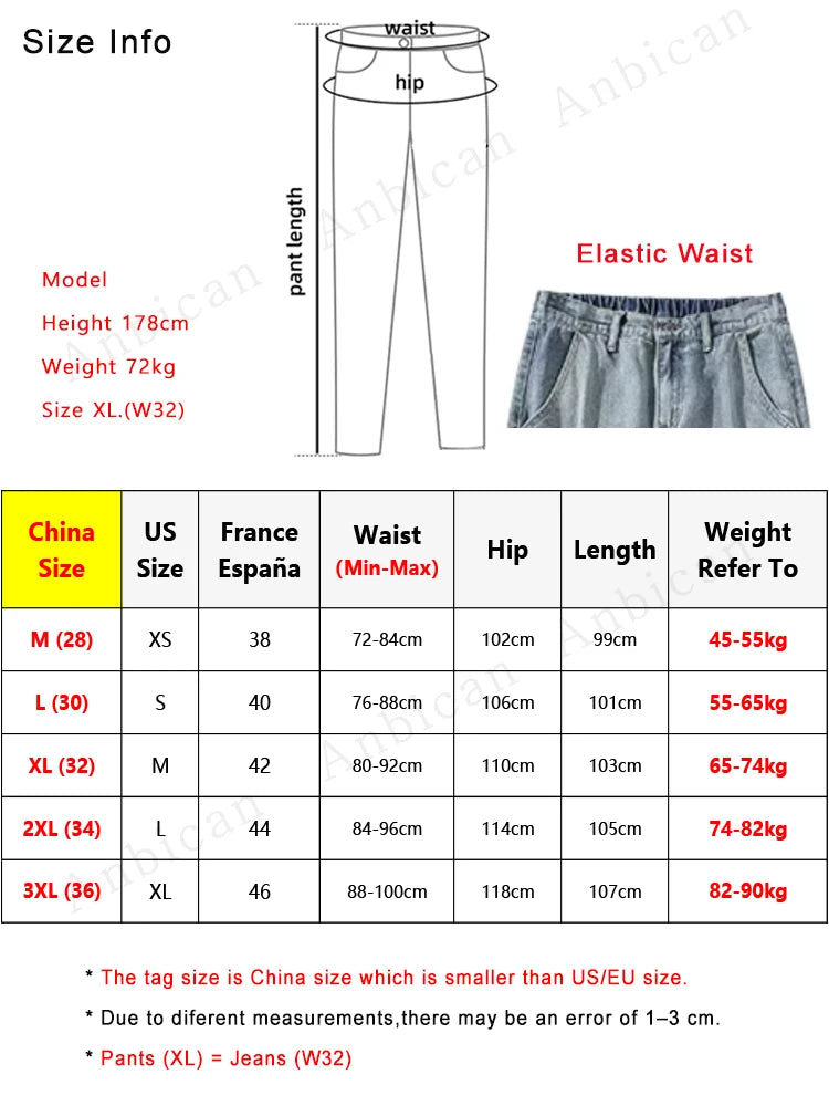 HEARUJOY  -  Spring Summer Men's Jeans Korean Fashion Black Blue Wide Leg Denim Pants Loose Straight Jean Trousers