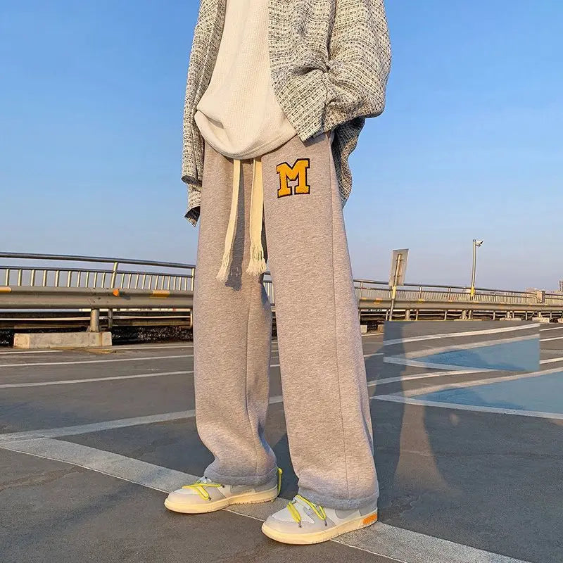 HEARUJOY  -  Straight Sweatpants for Men Elegant Clearance Sale High Quality Fashion New in Retro Y2k Deals Letters Trousers Man Sports Pants