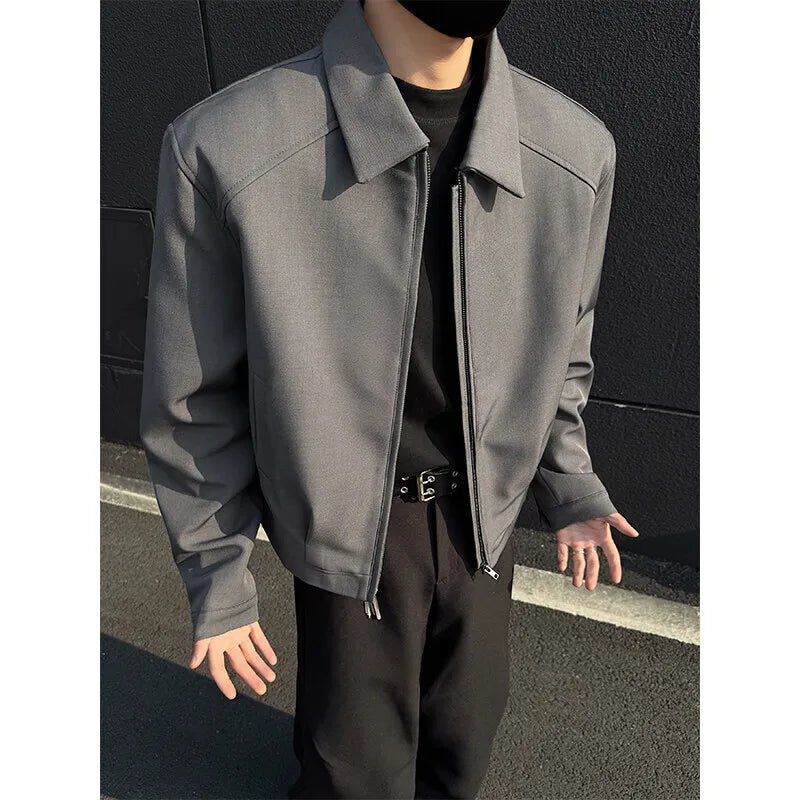 HEARUJOY  -  Spring Short Jacket Men Fashion Casual Black Jacket Men Streetwear Korean Loose Bomber Jacket Mens Motorcycle Jackets Coat M-3XL