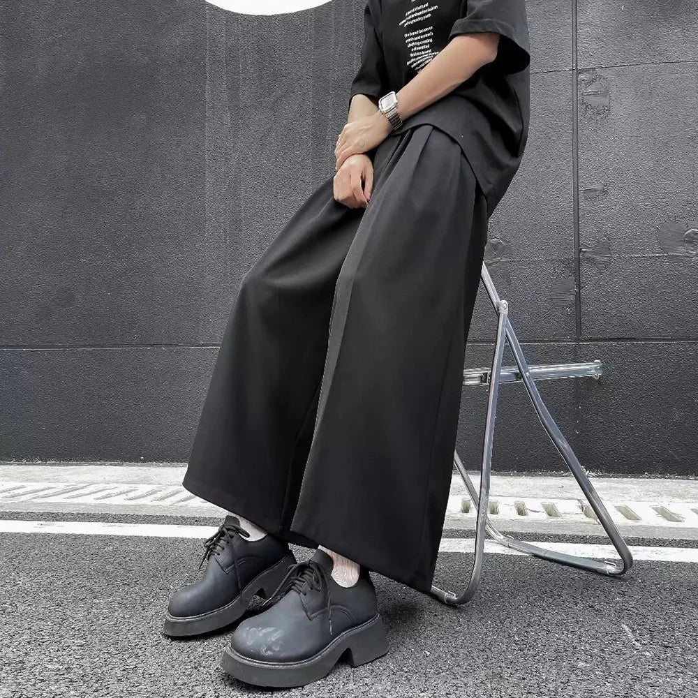HEARUJOY  -  Dark Gothic Plain Skirt Pants Genderless Spring Y2k Japanese Streetwear Daily Comfortable Samurai Pants Hakama Unisex