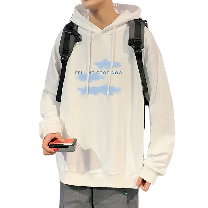 HEARUJOY  -  Funny Men's Oversized Hoodie Off White Hoodies with Hat Oversize for Men Cloud Print 5XL Man Casual Wear Hoody Male Sweatshirt