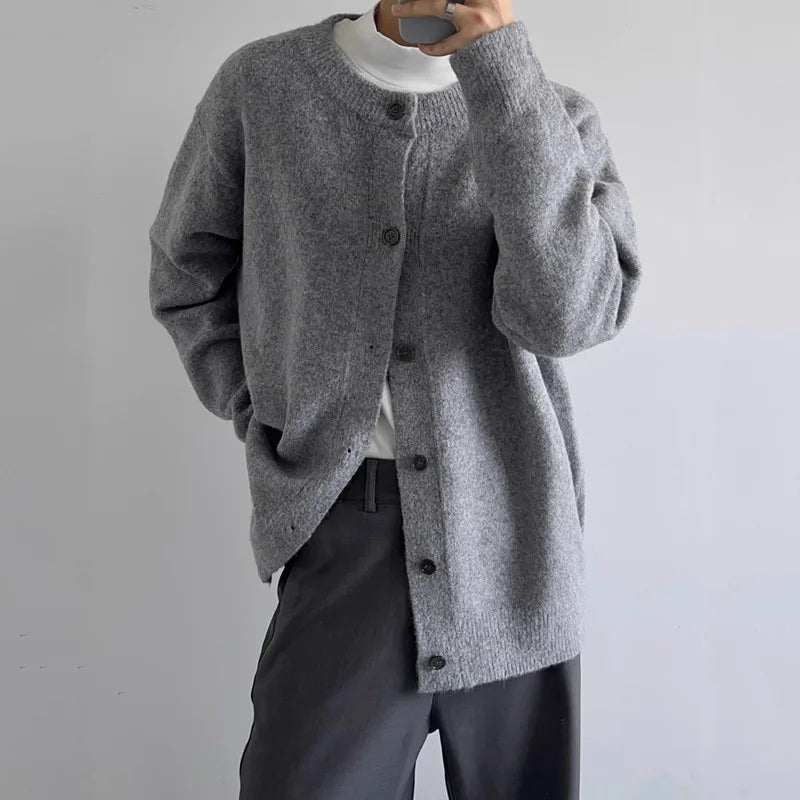 HEARUJOY  -  Autumn Winter Lazy Sle Soft Woolen Camere Knitted Sweater Men's Korean Version High-End Feeling Open Cardigan Outerwear