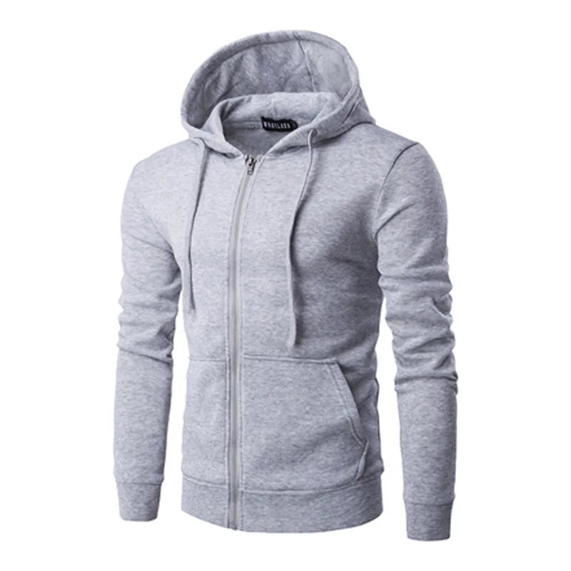 HEARUJOY  -  Autumn Hooded Cardigan Sweatshirt Casual Versatile Plain Color Men's Zip Up Hoodie Comfortable Loose Fit Streetwear Fashion