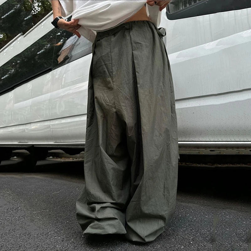 HEARUJOY  -  Spring Summer Loose Casual Soft Flowy Lightweight Wide Leg Shorts for Men Elastic High Waist Korean Fashion