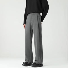 HEARUJOY  -  Autumn New Men's Black Gray Suit Pants Loose Straight Drape Solid Color Elastic Business Work Casual Trousers Fashion Clothing