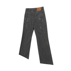 Hearujoy Overdyed Splashed Ink Patch Baggy Jeans for Men Streetwear Casual Loose Denim Trousers Distressed Oversized Cargo Pants