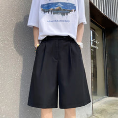 HEARUJOY  -  Summer Black Suit Shorts Men Fashion Social Mens Dress Shorts Korean Khaki Casual Suit Shorts Mens Office Formal Shorts M-2XL