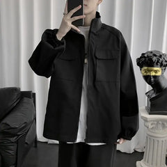 HEARUJOY  -  Work Jacket Men's Spring Autumn Korean Trendy Handsome Tops Ins Brand Loose Stand Collar Jacket