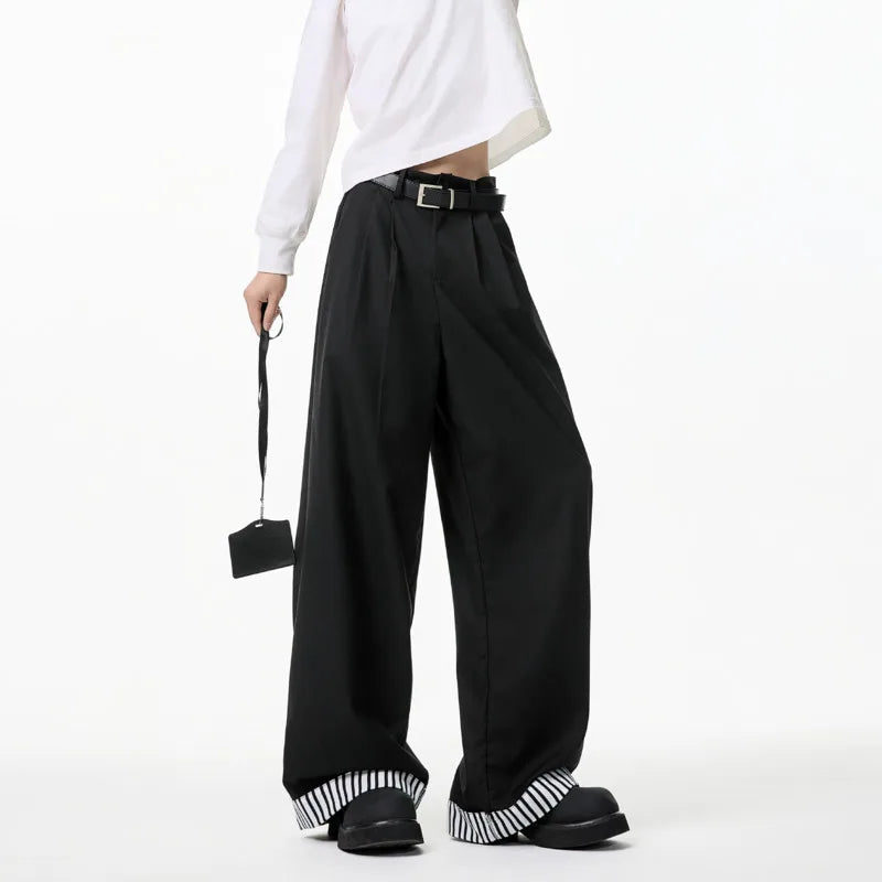 HEARUJOY  -  Grey Suit Pants Men Oversized Society Mens Black Dress Pants Korean Casual Loose Wide Leg Pants Mens Office Formal Trousers