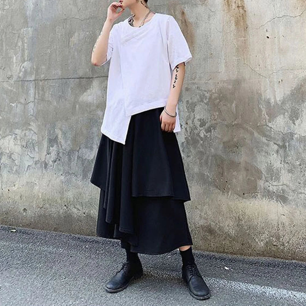 HEARUJOY  -  XS-4XL Mens T-Shirt Irregular Dark Style Cotton T-Shirt Summer Streetwear Y2k Fashion Campus Trend Top Men'S Clothing 2025 New