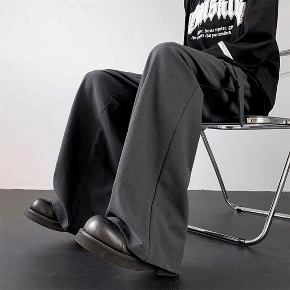 HEARUJOY  -  Mens Y2k Japanese Belt Casual Trousers Streetwear Daily Niche Personality Versatile Comfortable Straight Pants