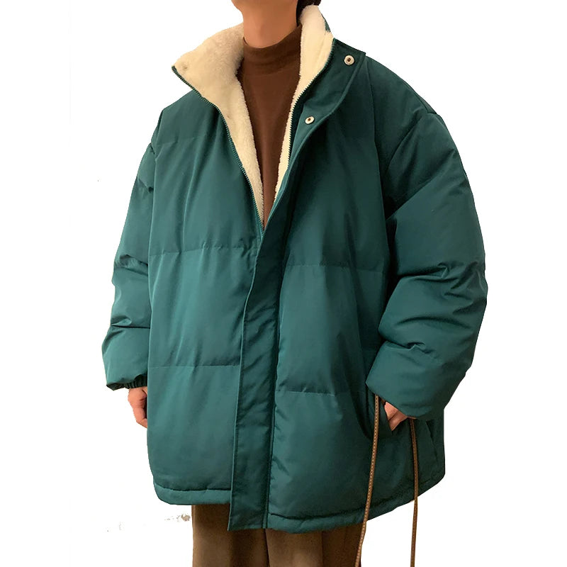 HEARUJOY  -  Men Harajuku Warm Bubble Coat Winter Jacket Stand Collar Oversize Parkas Korean Style Male Padded Coat Korean Puffer Jackets
