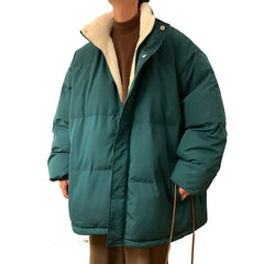HEARUJOY  -  Men Harajuku Warm Bubble Coat Winter Jacket Stand Collar Oversize Parkas Korean Style Male Padded Coat Korean Puffer Jackets