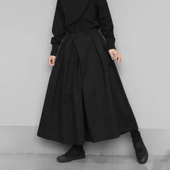 Hearujoy Trendy Gothic Dark Style Loose Cropped Hakama Pants Wide Leg Pants New Large Size Design Sense Samurai Pants Men's Clothing