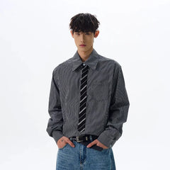 HEARUJOY  -  Light Blue Plaid Shirt Mens Japanese Style Vintage Suit Inner Wear Long Sleeve Shirt High End Sense Spring Outfit Outerwear