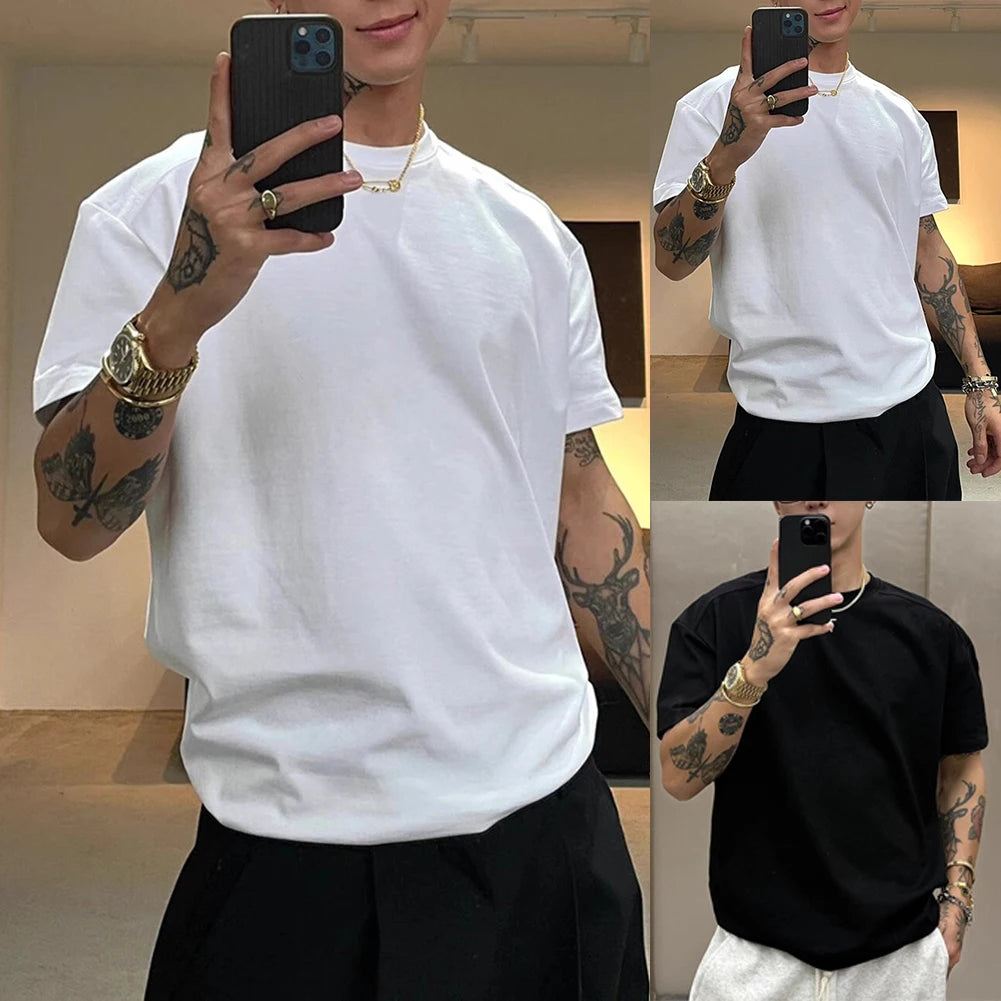 HEARUJOY  -  Daily Casual Wear Casual Tops Fashionable T-Shirt Fashion Casual Tops Men Casual Polyester Fabric Slight Stretch Suit For Summer