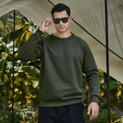 HEARUJOY  -  Men New Hoodies O Neck Sweatshirts Pullover Solid Sweatshirt Loose Sweatshirt Sports Casual 2025 Spring Spliced Slight Strech