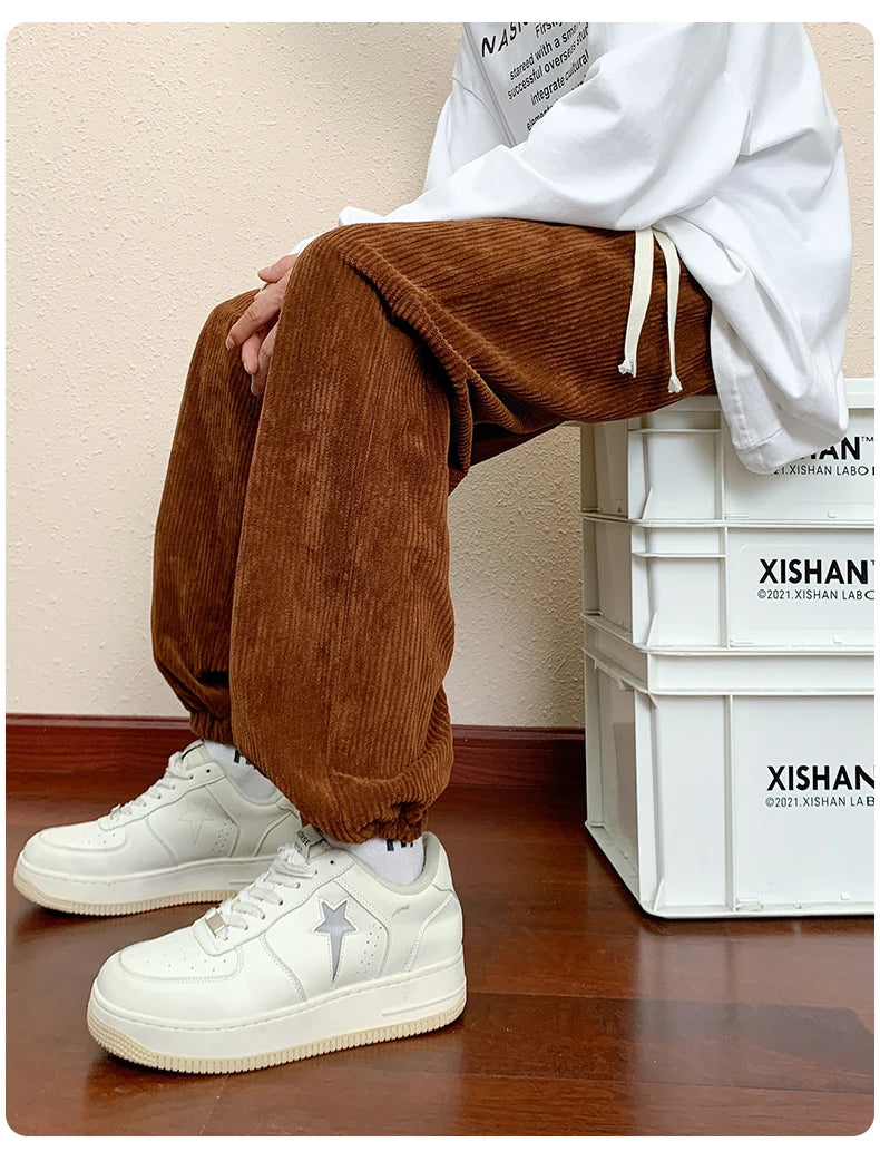 HEARUJOY  -  Autumn New Corduroy Joggers Men Baggy Harem Pants Korean Fashion Men Jogging Sweatpants Woman Casual Trousers Streetwear Men