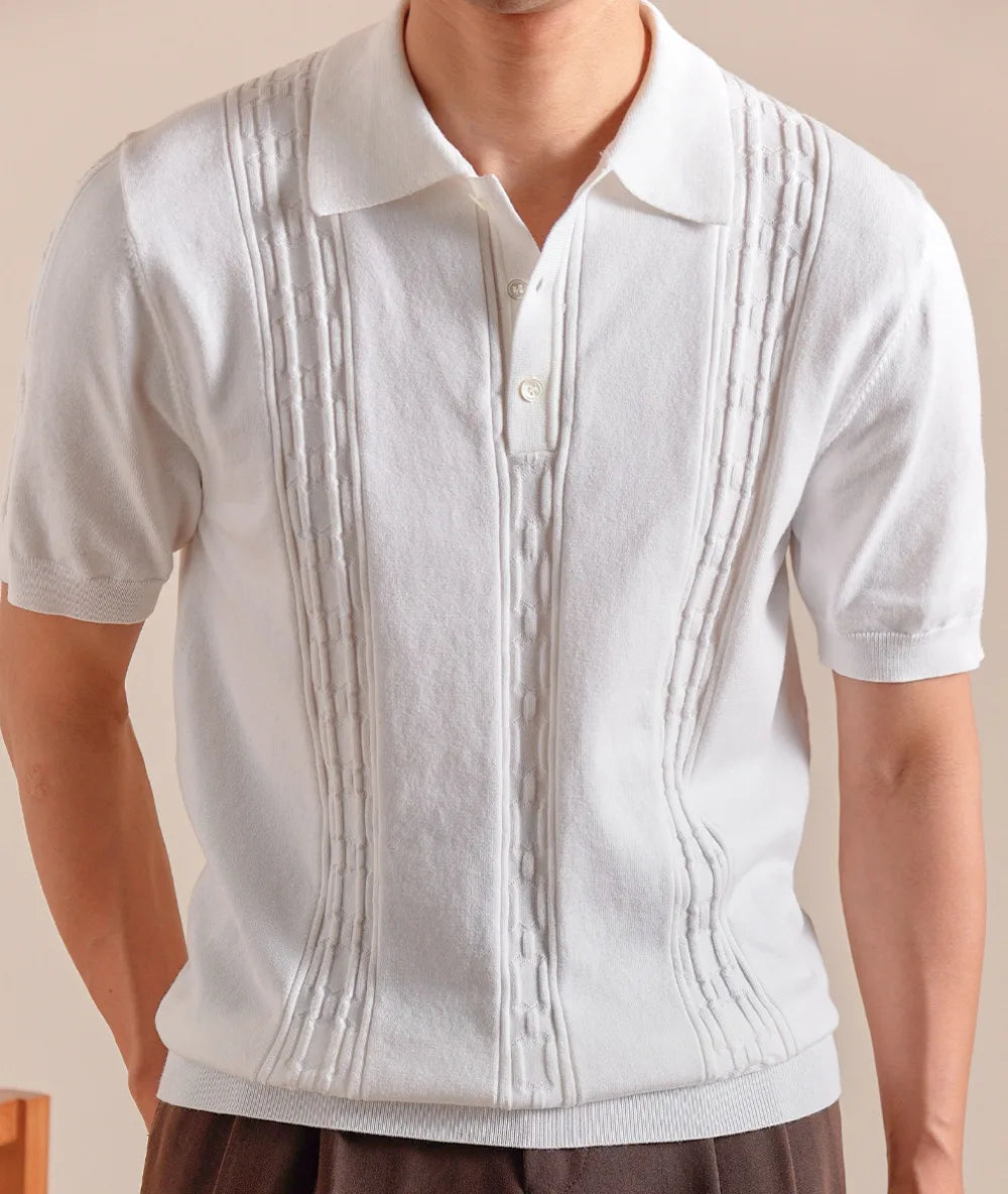 HEARUJOY  -  Summer Retro Collar Italy Polo Shirt Men Cotton Blend Short Sleeve Lightweight Breathable Casual Half Sleeve Top Knitted Tshirt