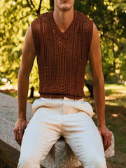 HEARUJOY  -  Loose Knit Sports Vest For Men Sexy Hollow Out Sleeveless Tank Tops Fashion Leisure Knitted Breathable Mesh Waistcoat Streetwear