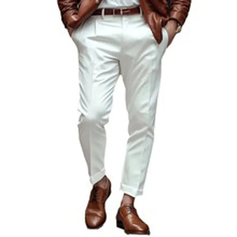 HEARUJOY  -  Fashion Men business Casual Suit Pants Diagonal Pocket Comfort Breath Straight Trouser Spring  Autumn Daily Leisure Pant For Man