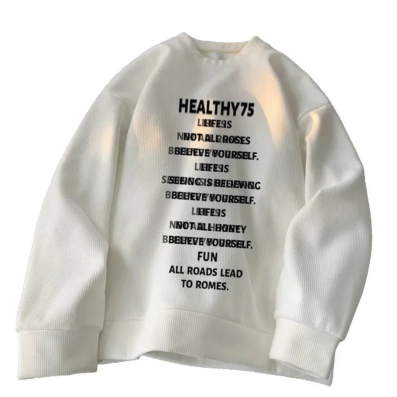HEARUJOY  -  Men's Oversized Hoodie White Walf Checks Hoodies Oversize for Men Letter Print 5XL Man Casual Wear Hoody Male Sweatshirt