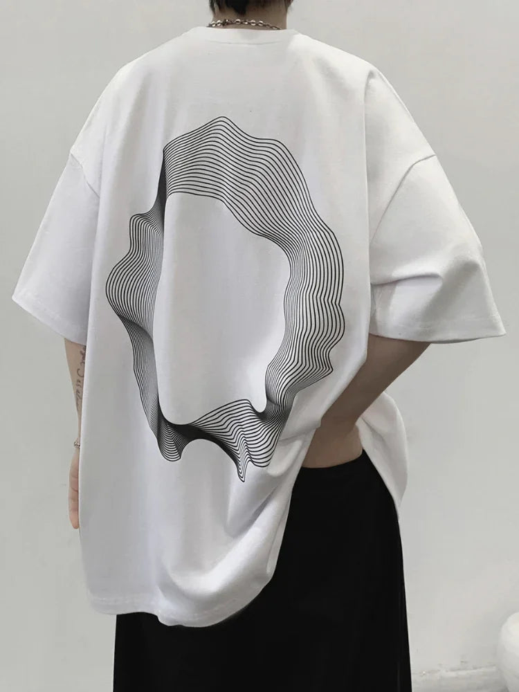 Hearujoy Korean Fashion Oversized T Shirt Summer Burgundy Retro Graphic T Shirts Short-sleeved Cotton Loose Streetwear Y2K Tops for Women