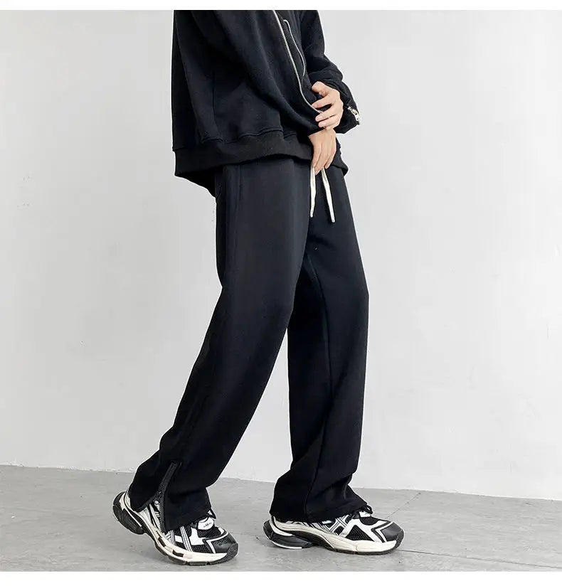 HEARUJOY  -  Black Casual Pants Men Sweatpants Oversized Wide Leg Pants Men Streetwear Loose Grey Straight Sports Pants Mens Joggers Trousers