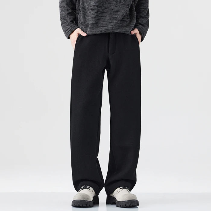 HEARUJOY  -  New Autumn Japanese Retro Lambswool Casual Suit Pants - Men's Relaxed Straight-Leg Versatile American Streetwear