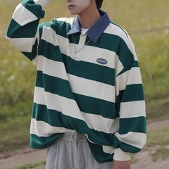 HEARUJOY  -  Fashion Retro Casual Sweatshirt Fashion Long Sleeve Casual 2XL Men Striped Sweatshirt Comfortable Fit Fashion Vintage Design