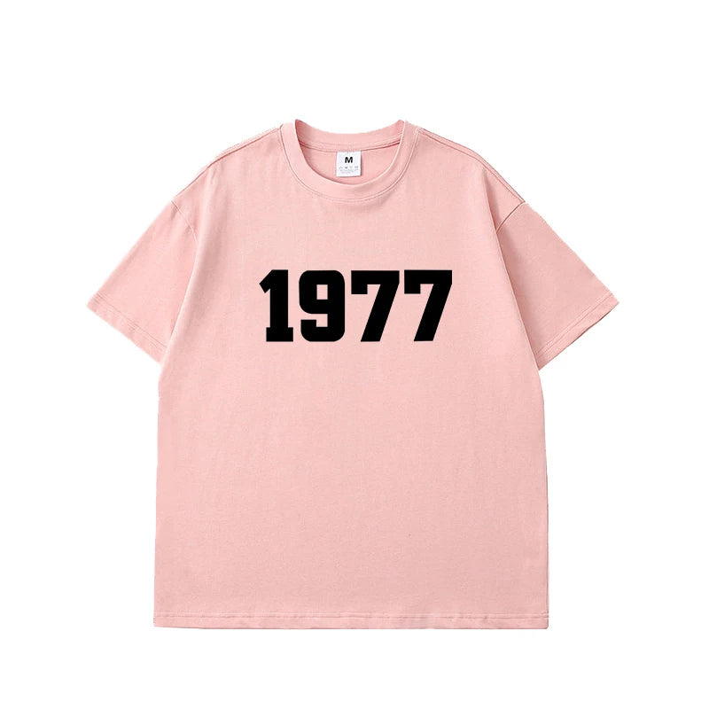 HEARUJOY  -  High Street 1977 T Shirts Men Summer Short-sleeve Oversized T-Shirt Basic Casual O Neck Streetwear Tee Shirt Unisex Tops