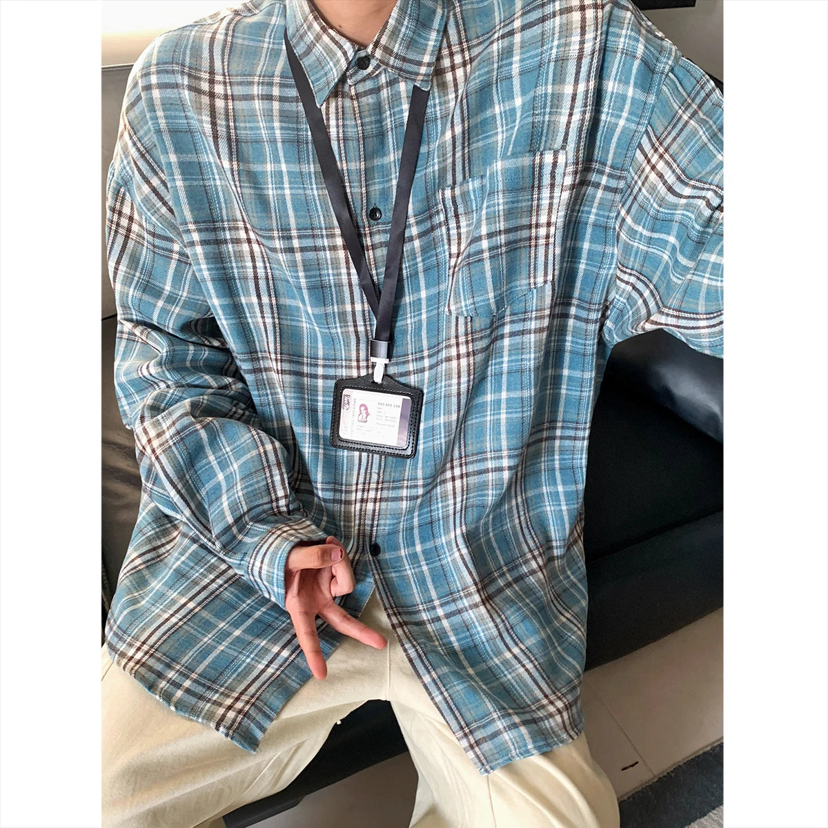 HEARUJOY  -  New Arrival Mens Plaid Shirt Long Sleeve Casual Shirts Dress Shirt Classic Shirts Tops Blouse Male Clothes Outerwear
