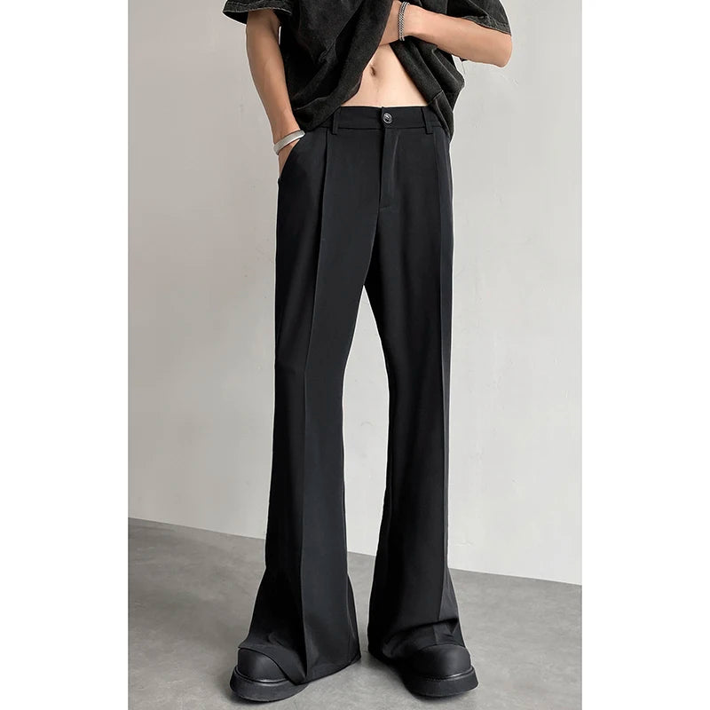 HEARUJOY  -  Brown Black Suit Pants Men Fashion Social Mens Dress Pants Korean Casual Loose Flared Pants Mens Office Formal Trousers M-2XL