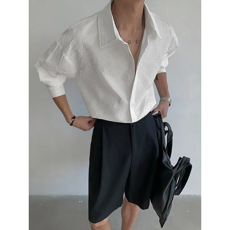 HEARUJOY  -  Spring Long Sleeved Shirt Men Fashion Society Mens Black Dress Shirt Korean Loose Casual Shirts Mens White Shirts M-3XL