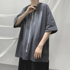 HEARUJOY  -  Man Tee Shirts Print Cotton Oversized White T Shirt for Men Aesthetic Clothing Luxury High Quality Short Quarter Sleeve Y2k Top