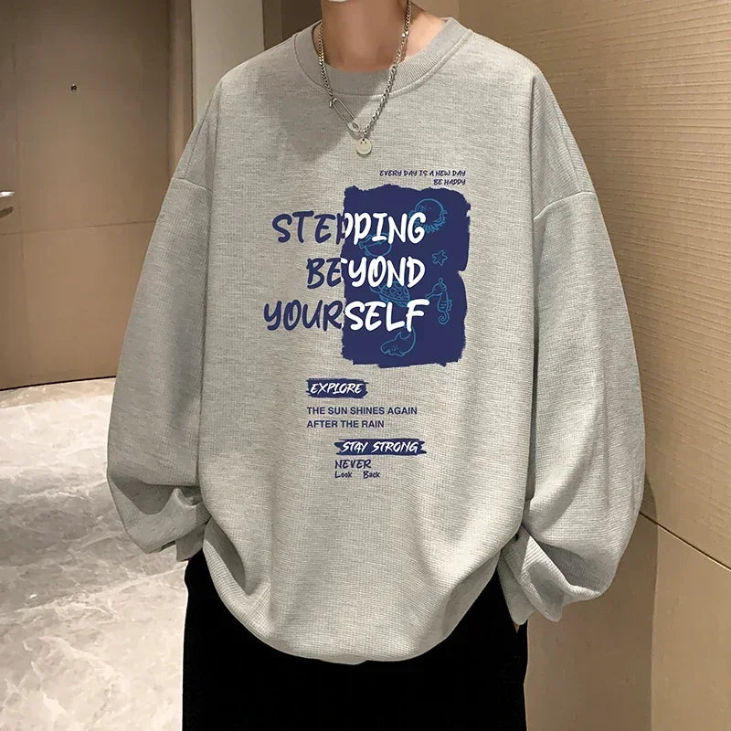 HEARUJOY  -  Funny Men's Oversized Hoodie White Walf Checks Hoodies for Men Fashion Letter Print 5XL Man Casual Wear Hoody Male Sweatshirt