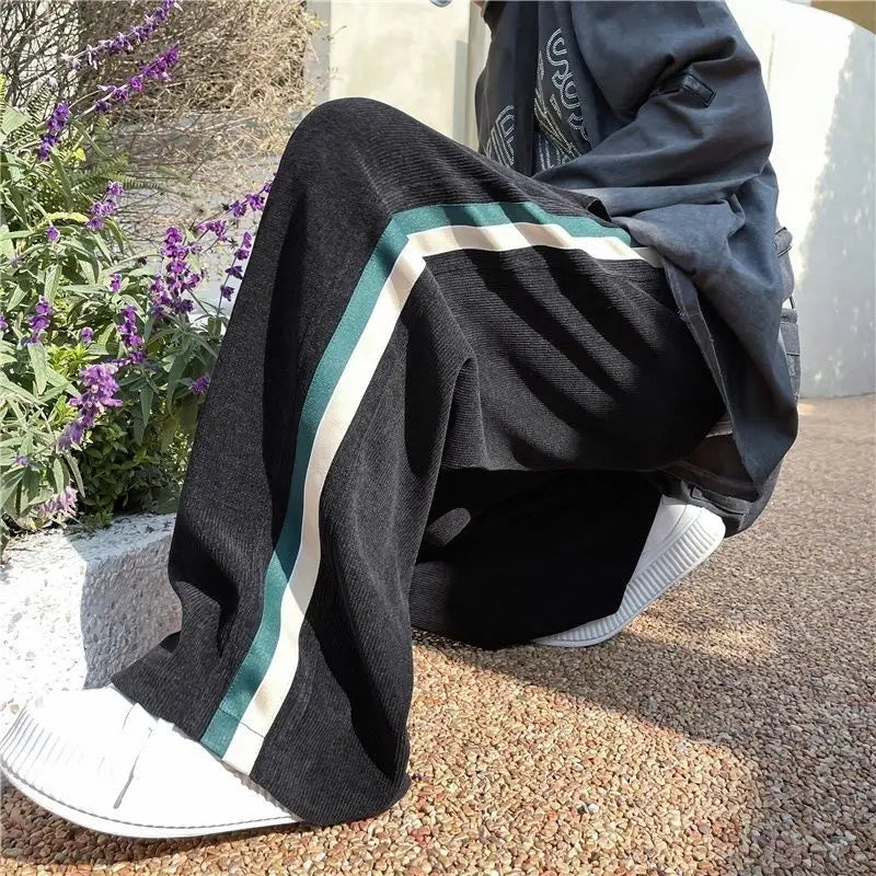 HEARUJOY  -  Wide Leg Male Sports Pants Trousers Deals Trend New in Retro Comfortable Cool Essential Elegant Korean Men's Sweatpants Hip-hop