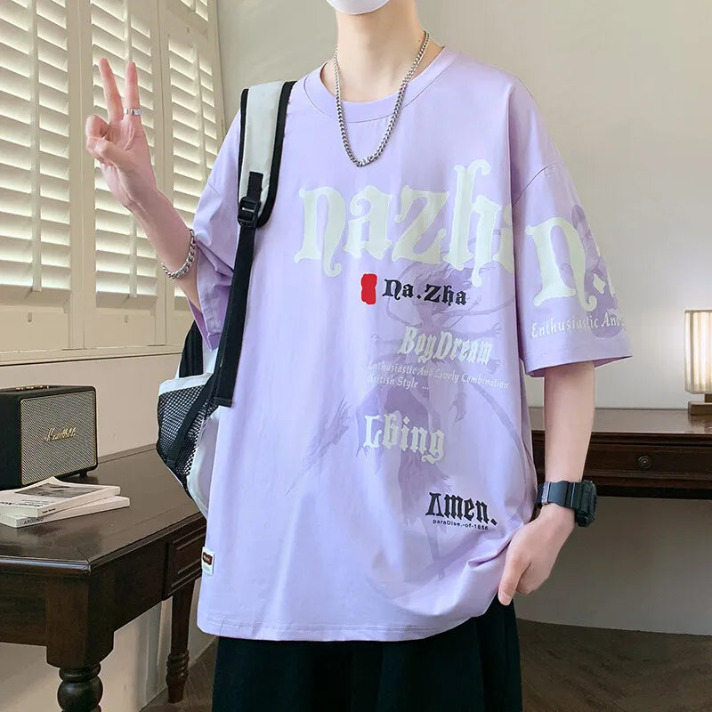 HEARUJOY  -  Hot Sale Summer Handsome Men's Pure Cotton Round Neck Short Sleeve T-shirt for Men Short Sleeve Loose Tops