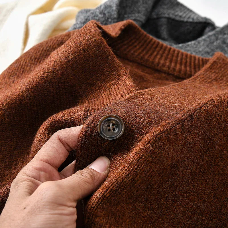 HEARUJOY  -  Men's Thickened Wool V-Neck Cardigan - Winter Warm Minimalist Knit Sweater Layering Top (Trendy) Autumn Winter