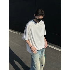 HEARUJOY  -  Summer Short Sleeved T-shirt Men Oversized Casual V-neck T Shirt Men Streetwear Korean Loose Pullover T Shirt Mens Top M-3XL