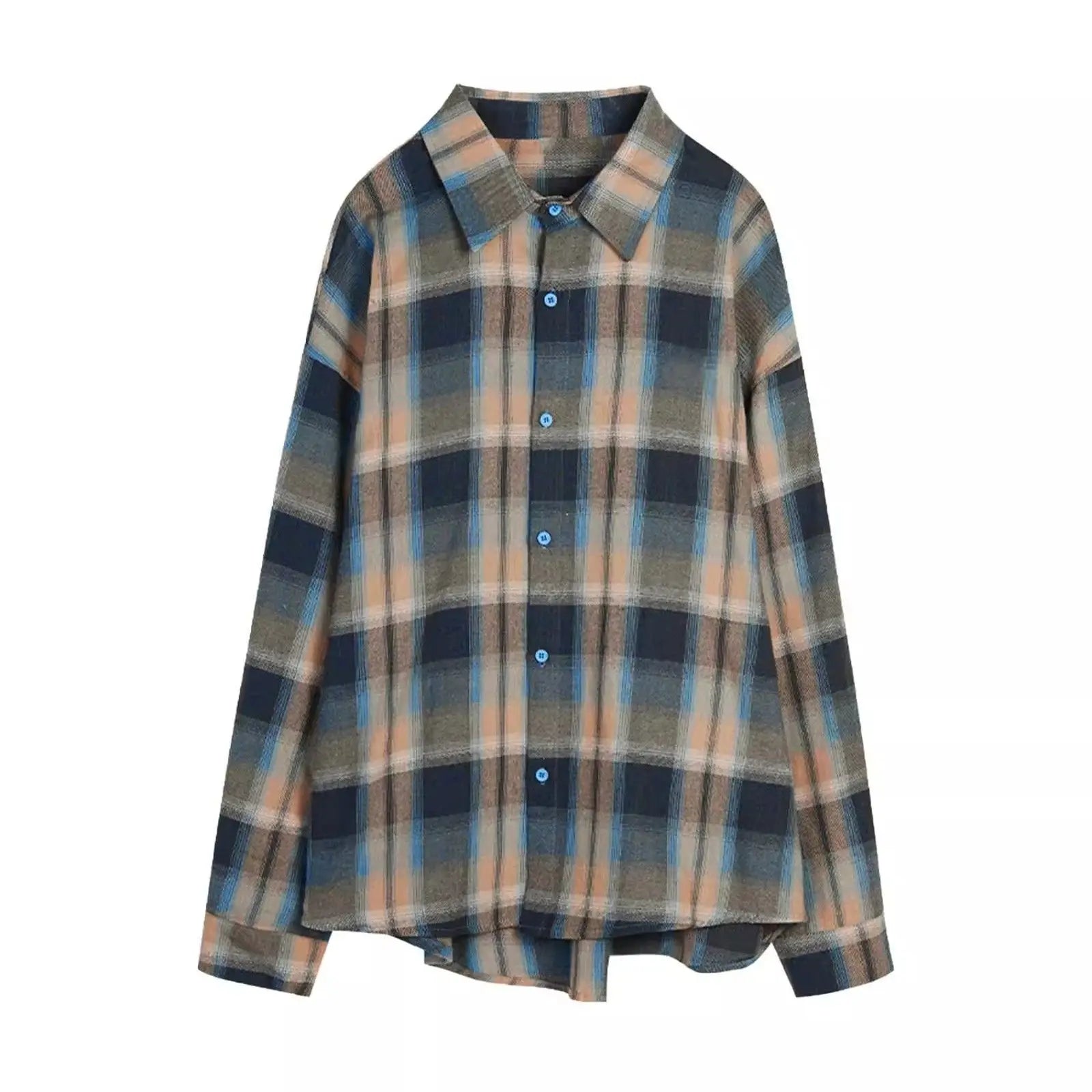 Hearujoy Cleanfit American Retro Blue Checkered Shirt for Men Small Fragrance Style Inner Layer Shirt High-end Jacket