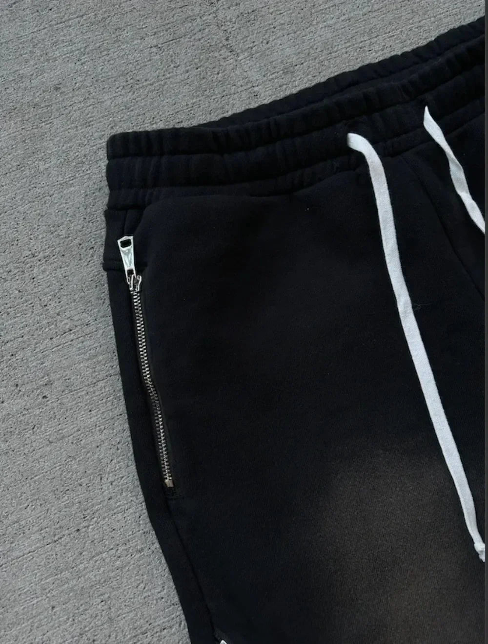 Hearujoy Black new style zipper trousers wide leg two-wear sports street American fashion retro casual washed couple casual pants