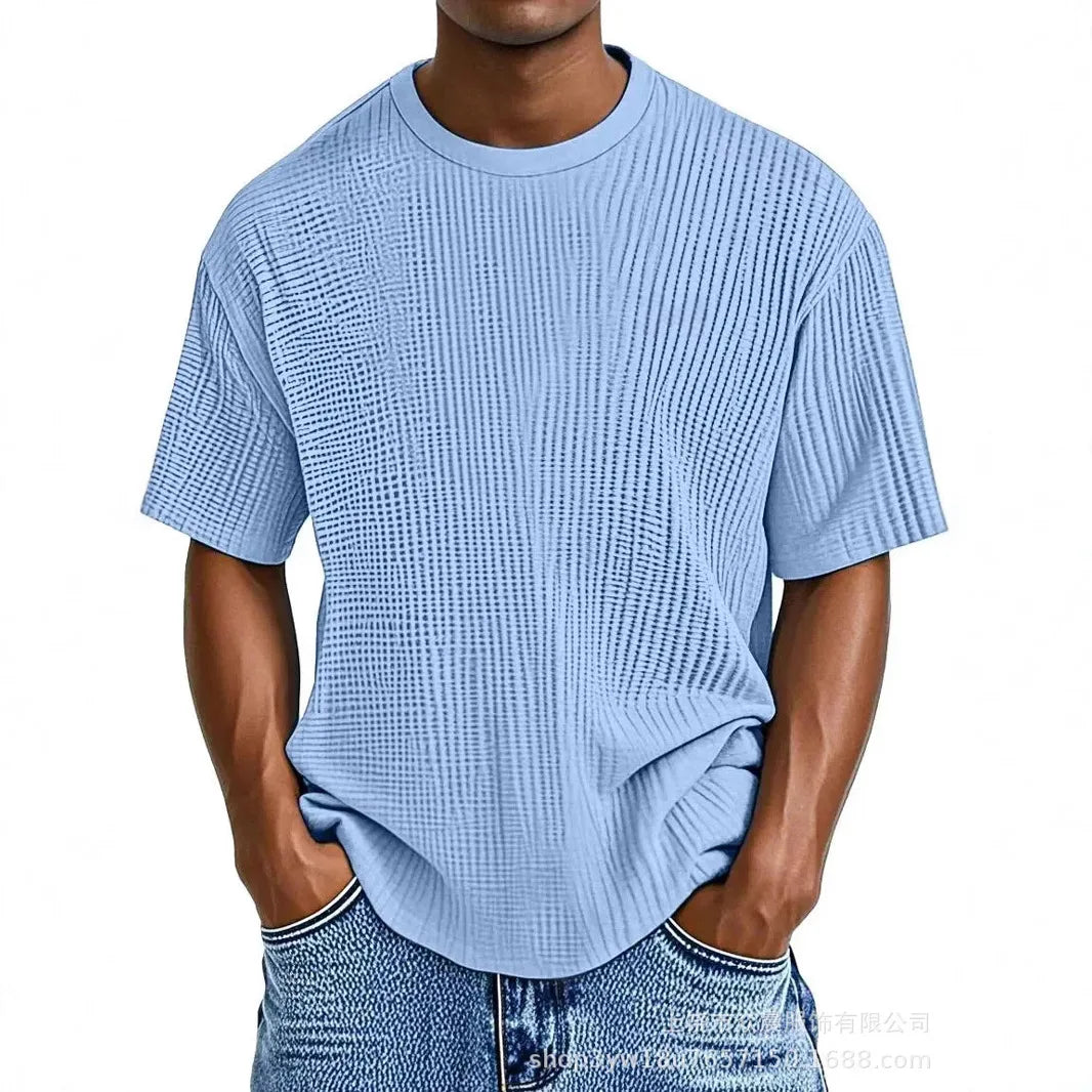 HEARUJOY  -  New Men's Summer Short-sleeved T-shirt, Casual and Versatile Round-neck Thin Top