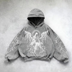 Hearujoy Harajuku y2k tops oversized sweatshirt hoodie goddess print hoodies women goth new couples goth streetwear gothic clothes