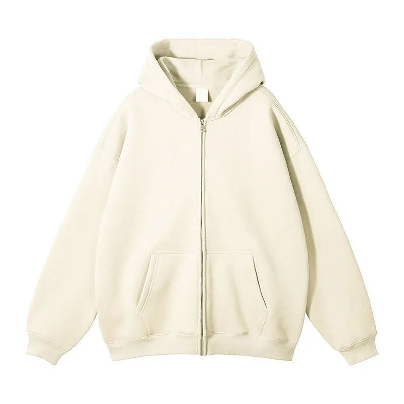 HEARUJOY  -  New Men's Hoodies Sweatshirts Zipper Hoodie Solid Color Hip Hop Mens Hooded Jacket Loose Track Hoodie Jacket Coat Streetwear