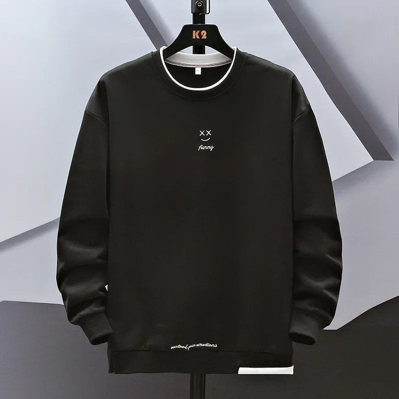 HEARUJOY  -  Men Sweatshirts 2025 Spring Autumn Casual Pullover for Male Oversize Hoodies Letter Embroidery Loose Tops Hip Hop Streetwear