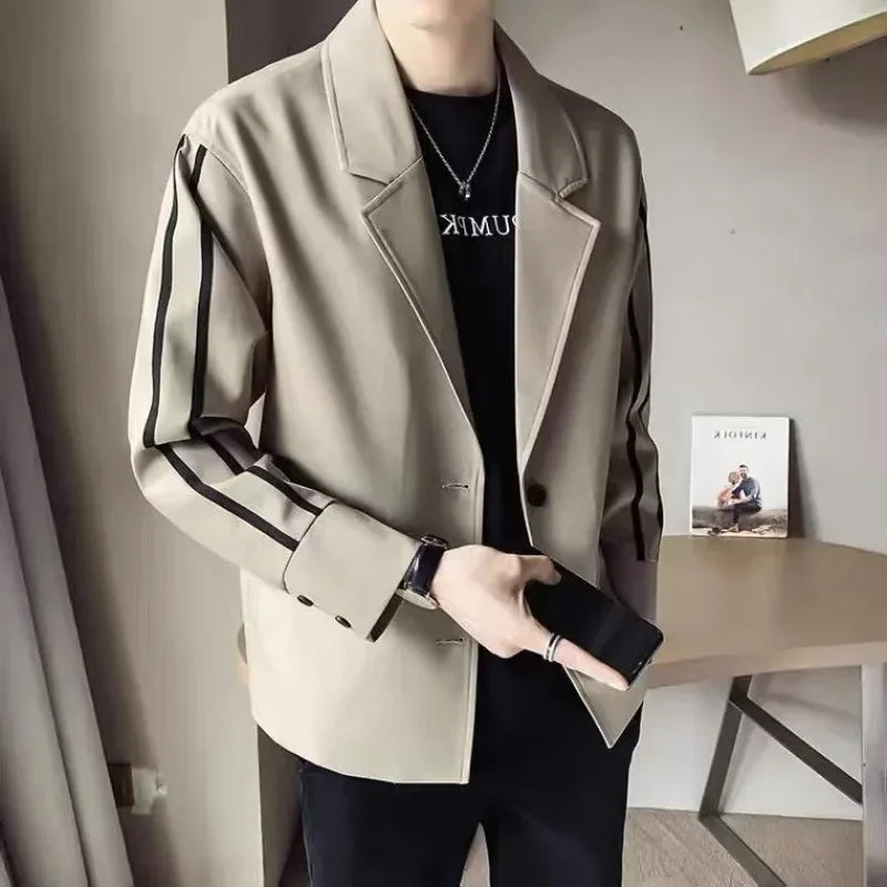 Hearujoy Cropped Coats Black Jacket for Men Short Chinese Man Suits and Blazers High Quality Summer Elegant Simple Breasted Fashion 2024