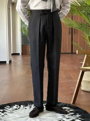 HEARUJOY  -  High Waisted Straight Leg Versatile Business Casual Suit Pants Pantalones Hombre Men Social Trousers Double Pleated Trousers Men