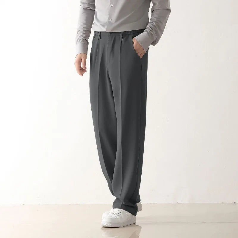 HEARUJOY  -  Anti-wrinkle-free Ironing Trousers for Men Slim Feet High-end Formal Suit Pants Casual Nine-point Pants