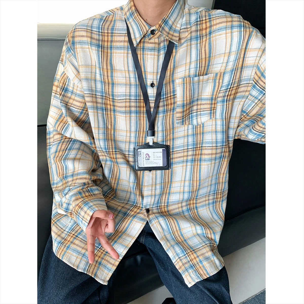 HEARUJOY  -  New Arrival Mens Plaid Shirt Long Sleeve Casual Shirts Dress Shirt Classic Shirts Tops Blouse Male Clothes Outerwear